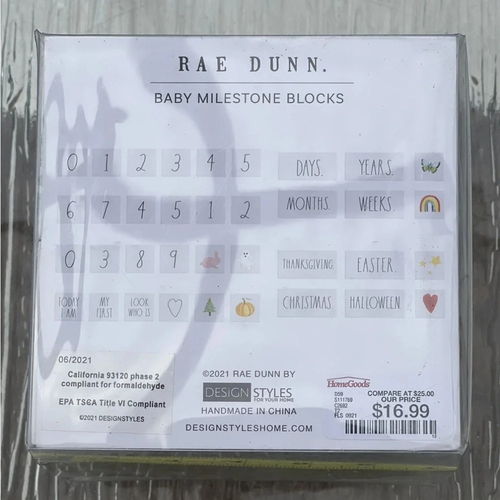 NEW RAE DUNN BABY MILESTONE BLOCKS Track‎ Days, Weeks, Month, Year and Holidays